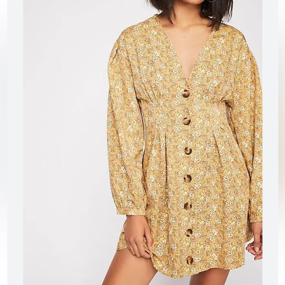 Free People Floral Button-Down Mini Dress